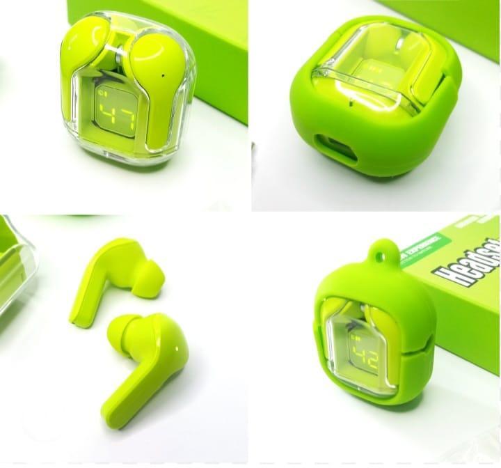 Wireless Bluetooth 5.3 Earbuds - Green - 2 Pcs with Active Noise Cancellation & Super Bass