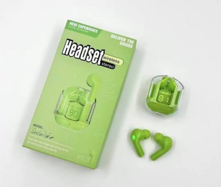 Wireless Bluetooth 5.3 Earbuds - Green - 2 Pcs with Active Noise Cancellation & Super Bass