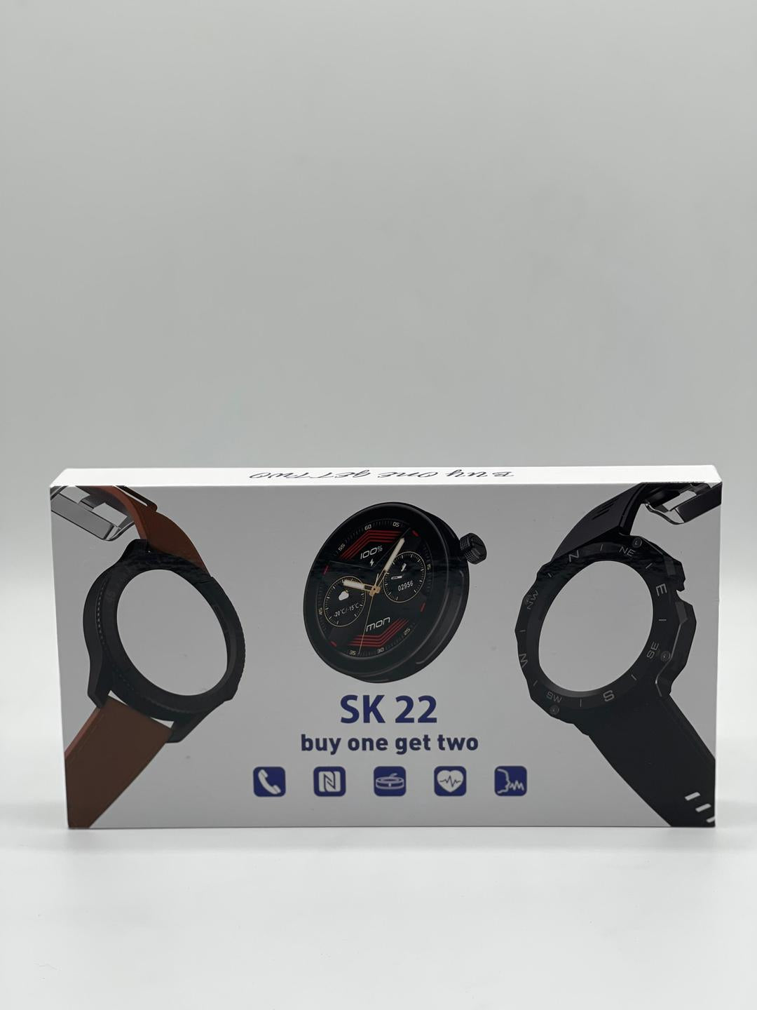 Sk 22 Smart Watch - 2 Strips and 2 Metallic Display Covers